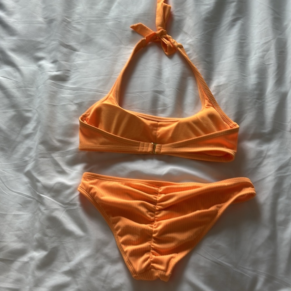 Bright Orange Ribbed Bikini Set - Picture 6 of 13